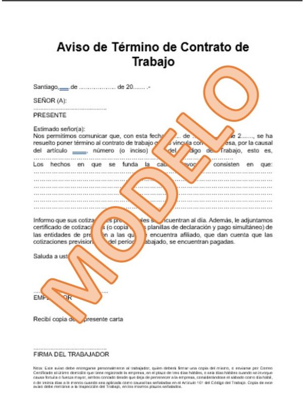 Aviso de Término de Contrato